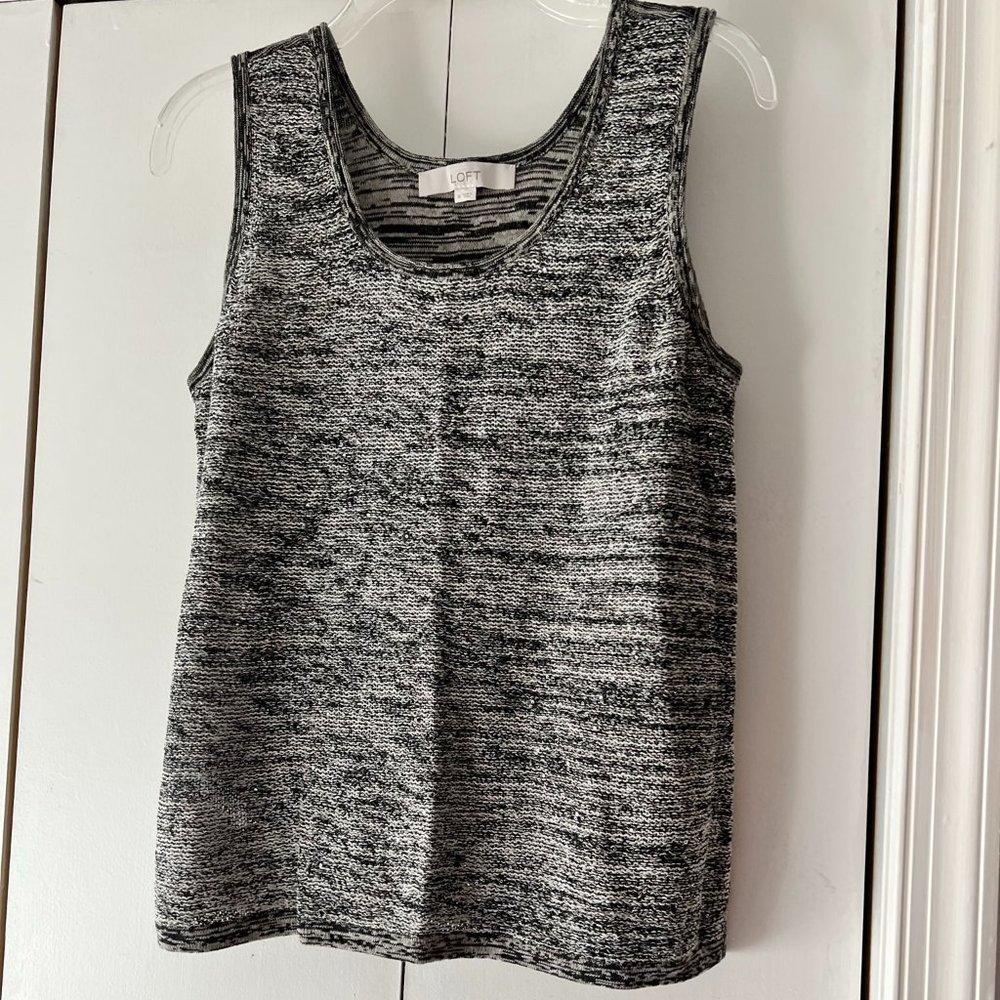 NWOT! Loft Black & White Tank Sweater w/Sequins - Medium